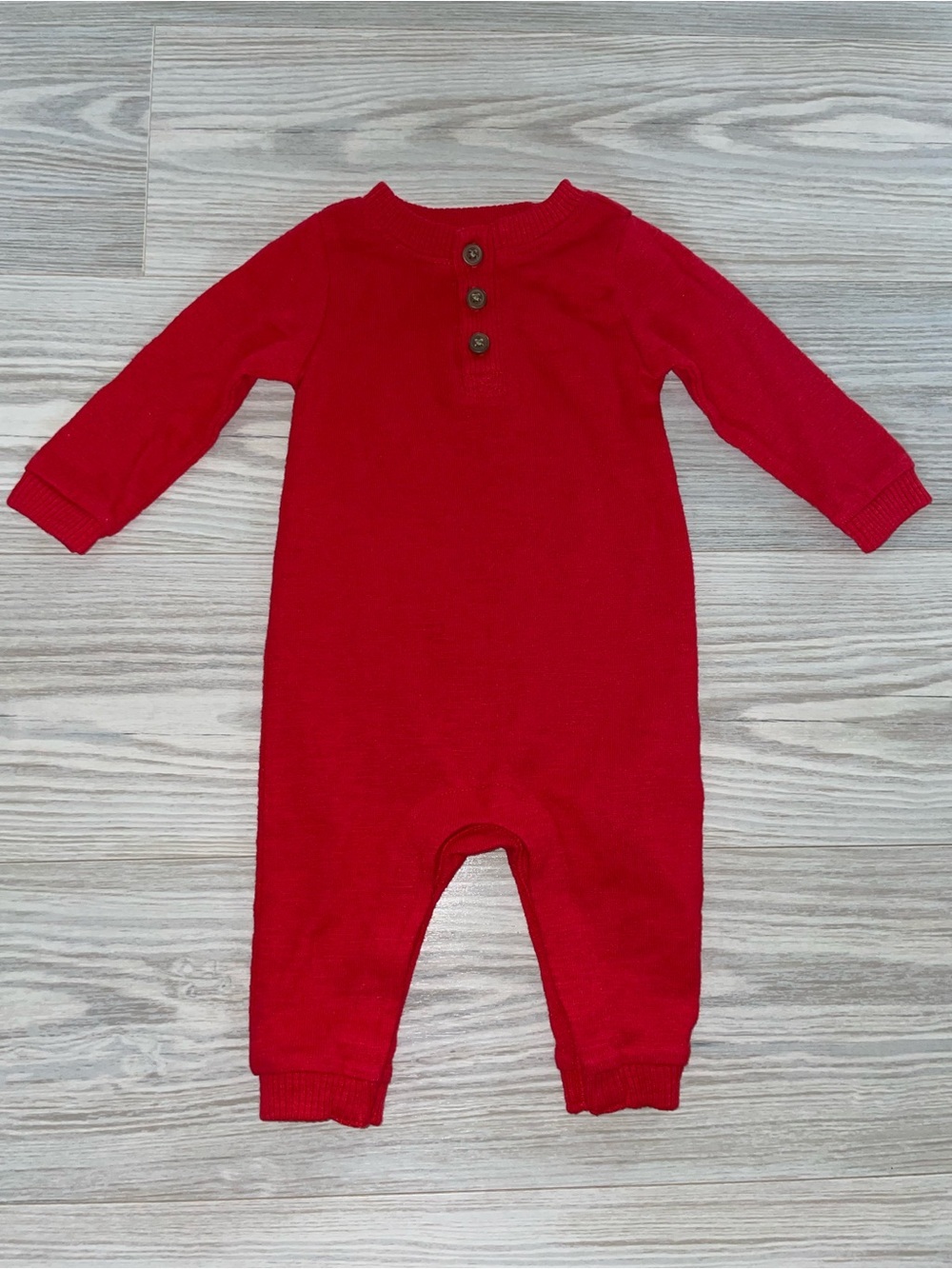 Old Navy Red Knit Henley Romper Baby 3-6M One Piece Outfit